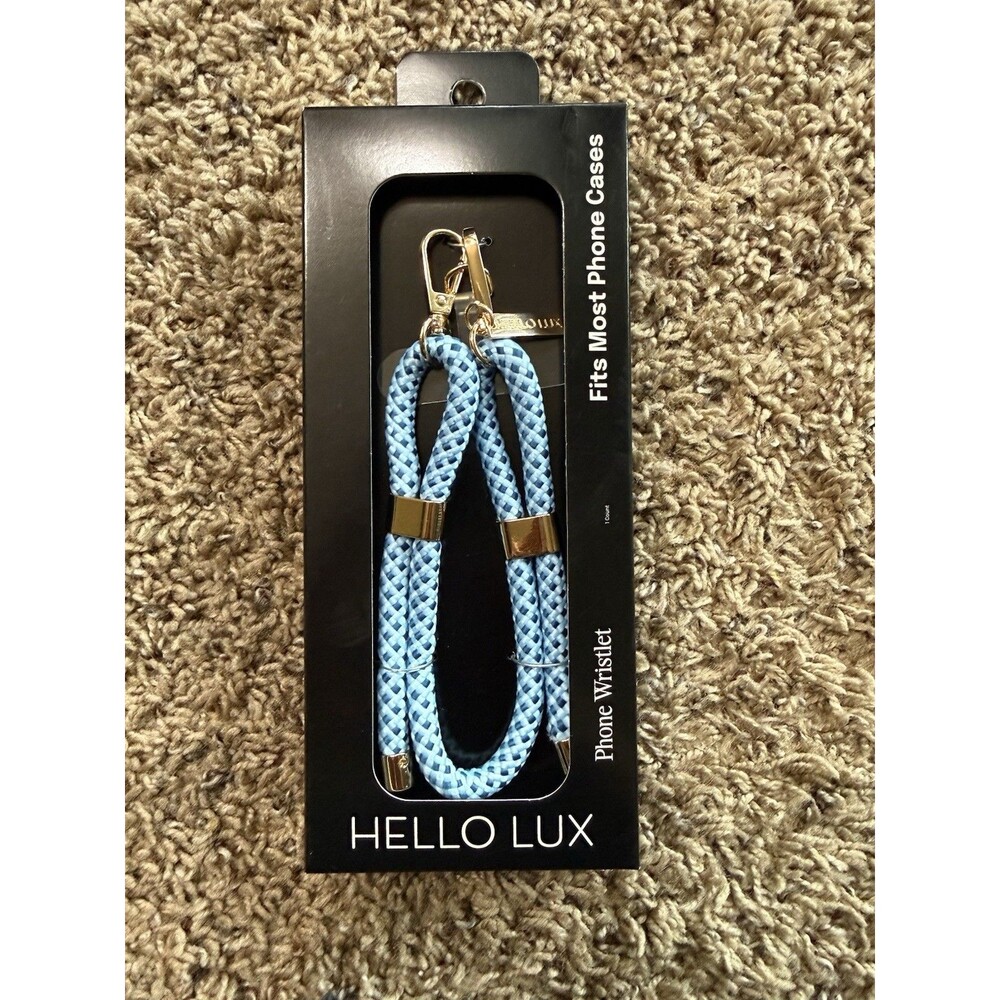HELLO LUX Phone Wristlet Woven Blue Rope Strap NEW Fits All Phone Cases